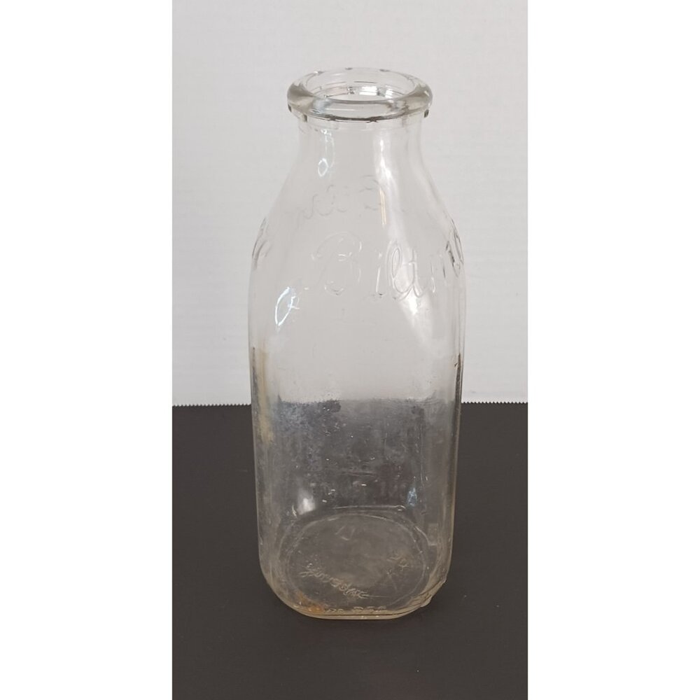 Biltmore Dairy Farms Milk Bottle VTG 1950 Clear Glass 1 Quart Asheville, NC. GUC